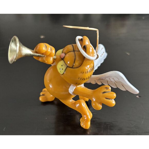 Vintage Garfield 3"H Trumpet Blowing Angel Holiday Christmas Tree Ornament - Picture 2 of 3